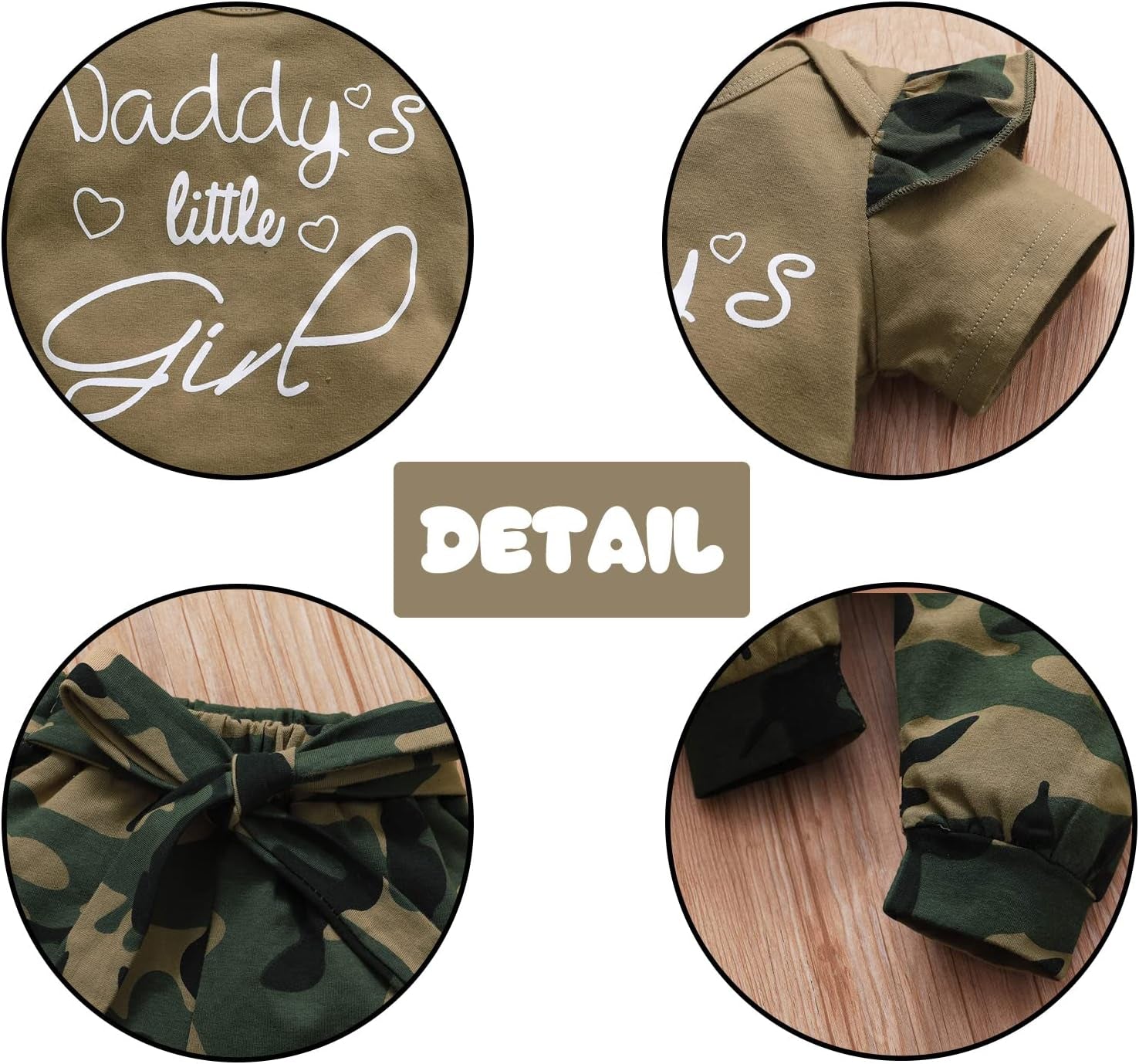 Newborn Baby Camouflage Outfit Daddys Girl Ruffle Romper Camo Pants Headband Set